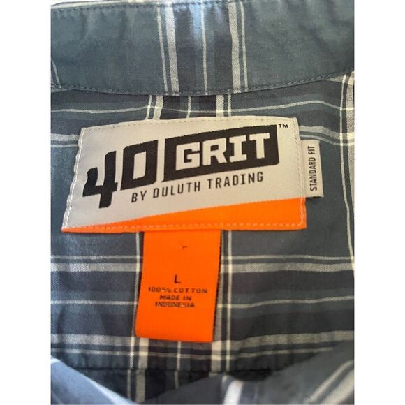 40 Grit Men's Multi Gray Buttons Up Collared Short Sleeve Shirt Large - Picture 6 of 12